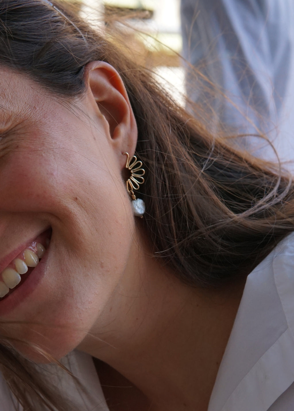 Boucle d'Oreilles Pâquerette Argent et Gold Filled